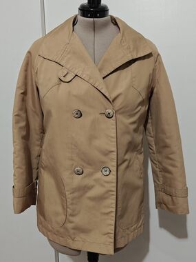 Classic Vintage Tan Double-Breasted Women's Coat